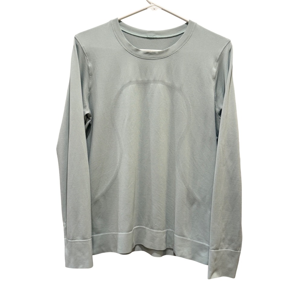 Lululemon Swiftly Tech Long Sleeve 2.0 Women 8 Light Blue Thumbholes Mesh